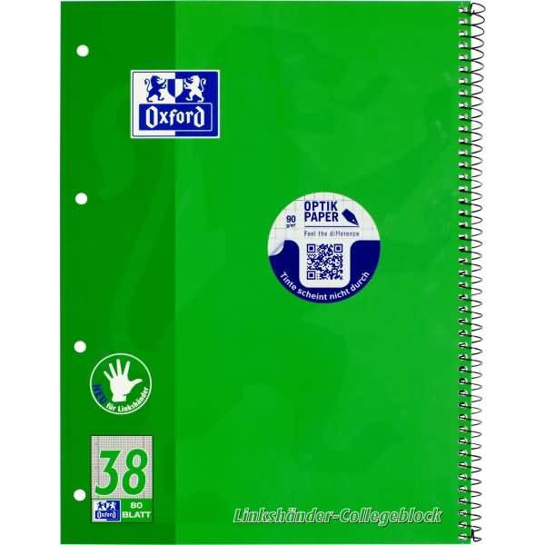 ELBA Oxford School A4+ - Collegeblock für Linskhänder