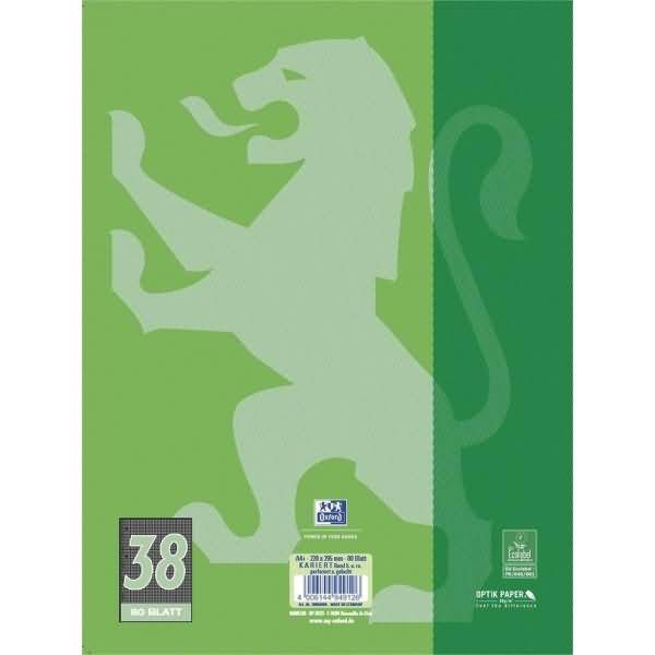 Collegeblock A4 kariert 80 Blatt 4-fach gelocht Linkshänder grün