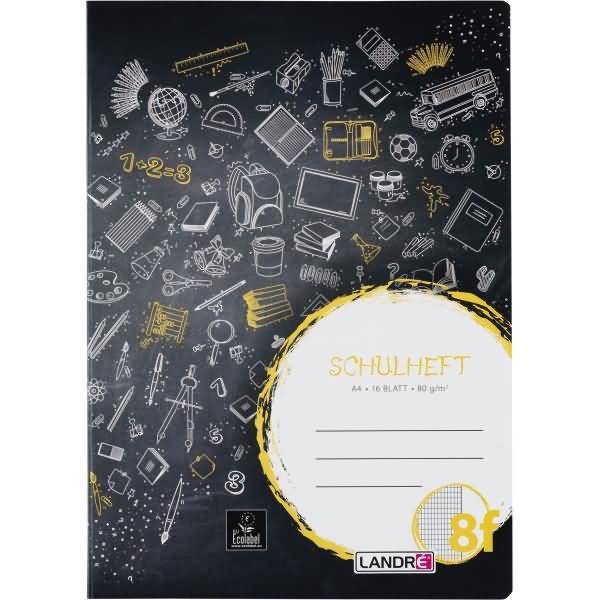 Schulheft A4 16 Blatt 80 g/qm Lineatur 8F (rautiert mit weißem Rand)