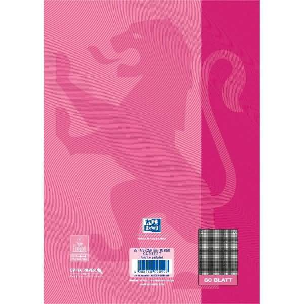Collegeblock Touch B5 kariert 80 Blatt Optik-Paper pink