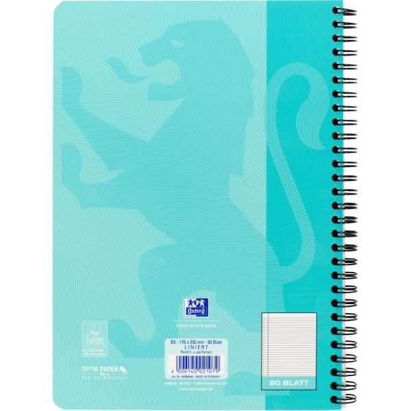 Collegeblock Touch B5 liniert 80 Blatt Optik-Paper aqua