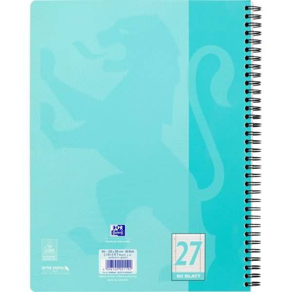 Collegeblock Touch A4+ liniert 80 Blatt Optik-Paper aqua