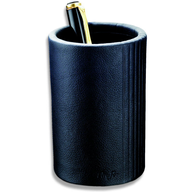 Läufer Stifteköcher LA LINEA, aus Leder, schwarz