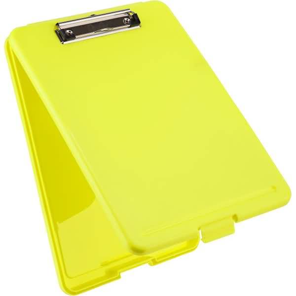 Klemmbrett A4 Kunststoff mit Dokumentenfach neongelb