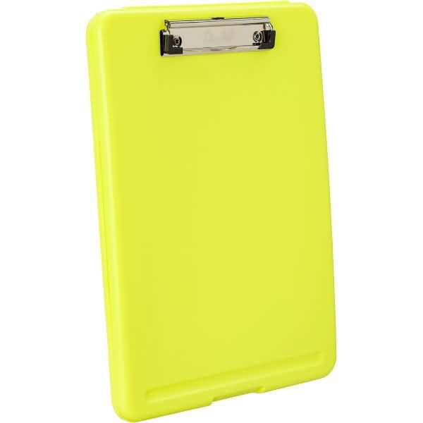 Klemmbrett A4 Kunststoff mit Dokumentenfach neongelb