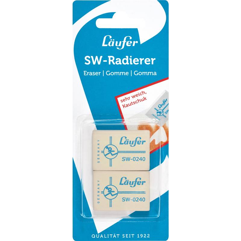 Läufer Naturkautschuk-Radierer SW240, 2er Blisterkarte