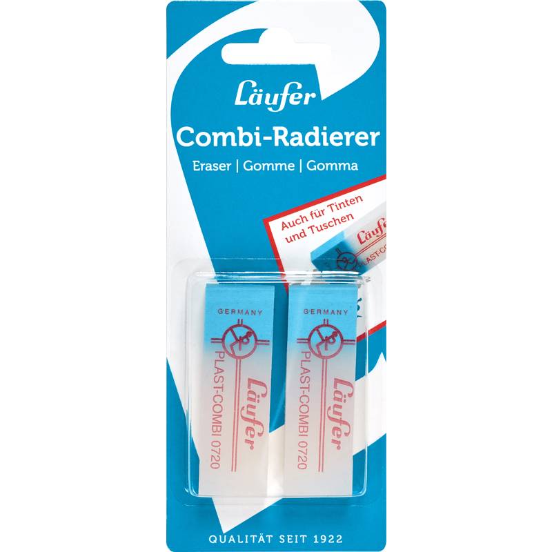 Läufer Kunststoff-Radierer PLAST COMBI, 2er Blisterkarte