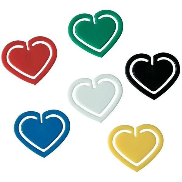 Büroklammern Herzklip 30mm VE=100 Stück Grundfarben sortiert