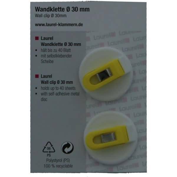 Halteclip selbstklebend 30mm VE=2 Stück gelb