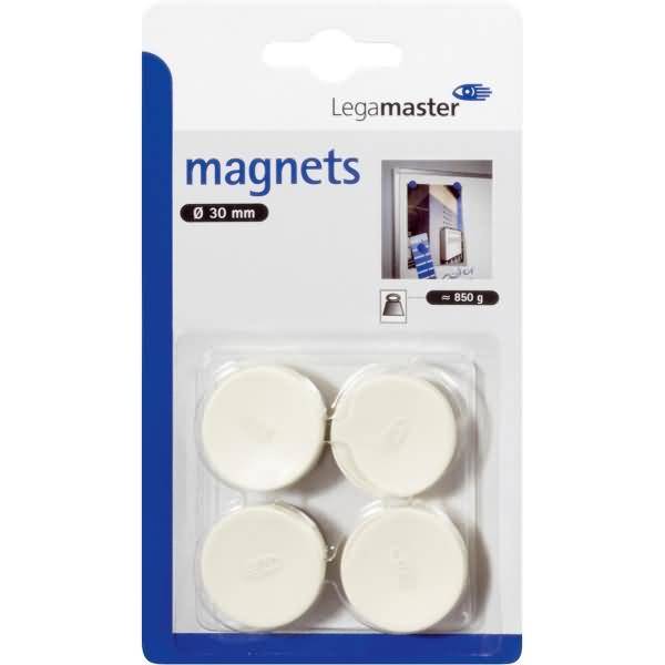 Haftmagnet 30 mm 4 Stück weiß