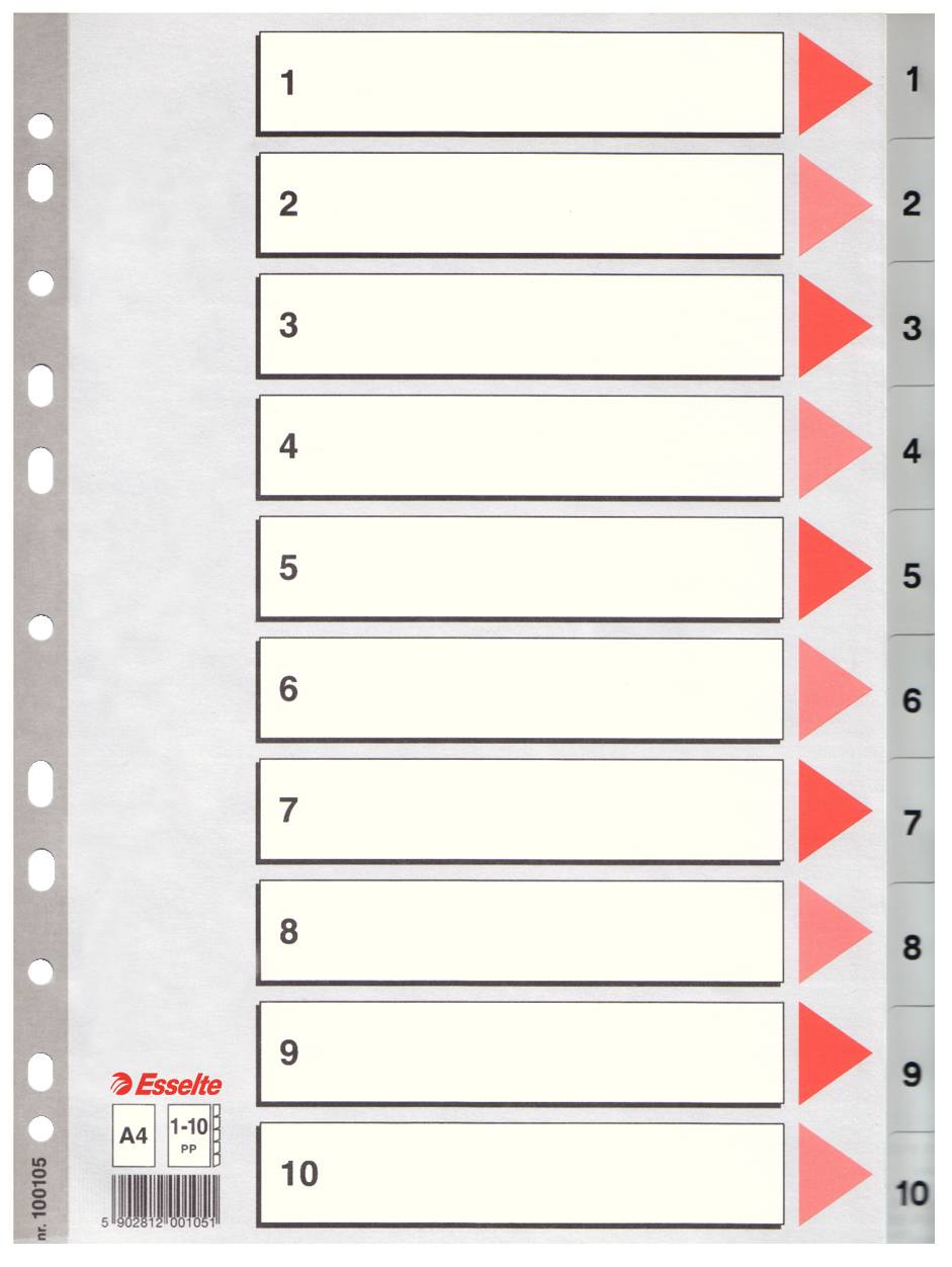 Plastikregister Zahlen