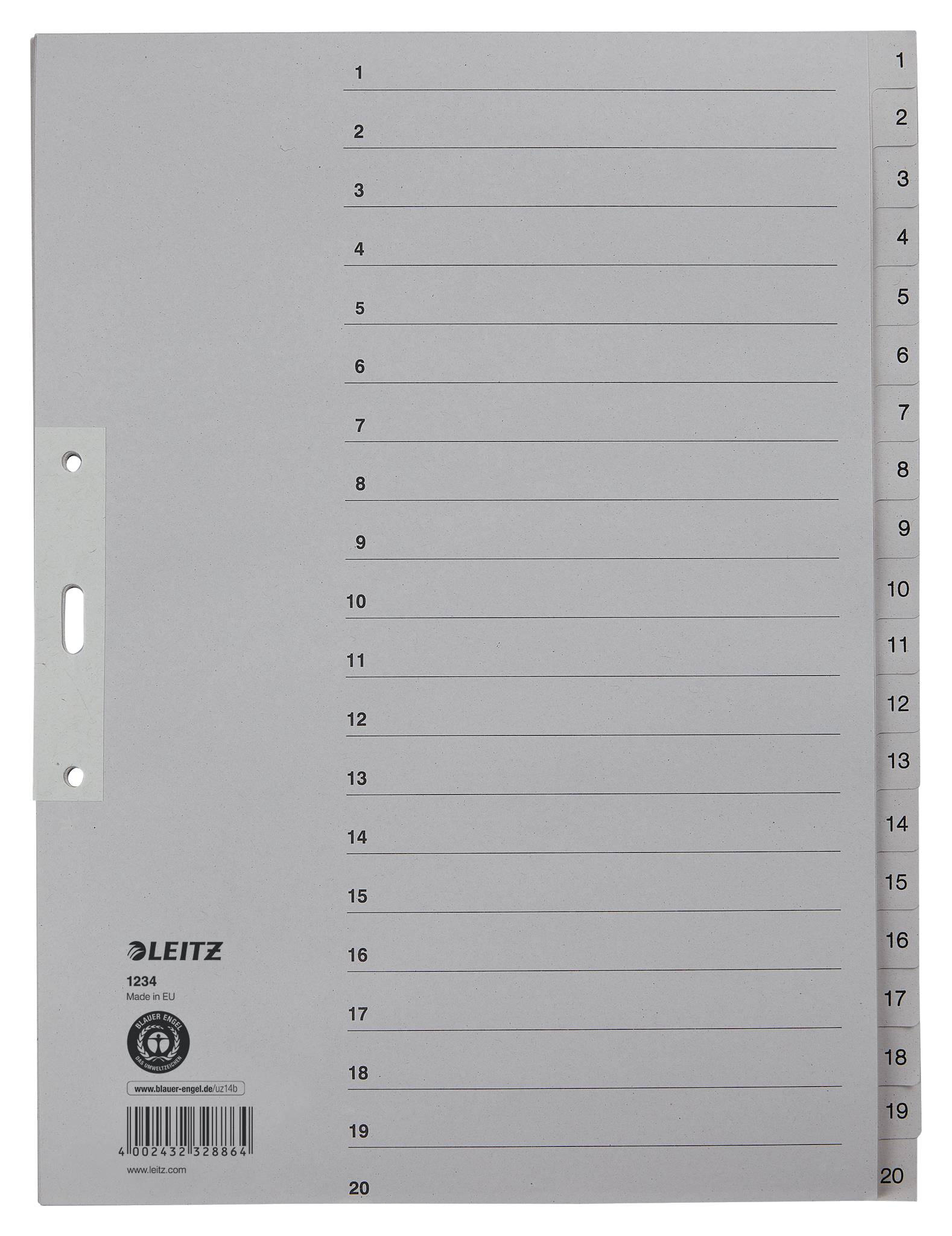 Papierregister Zahlen