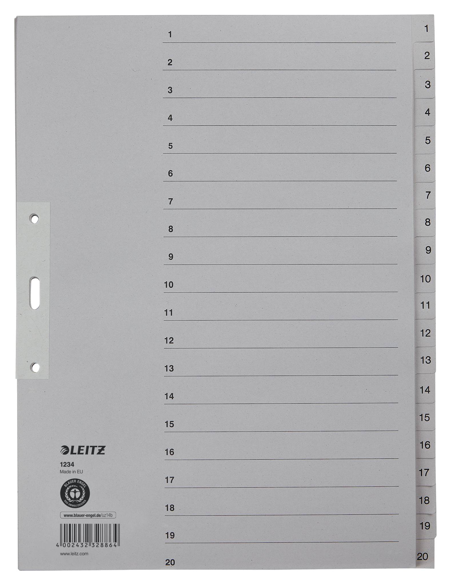 Papierregister Zahlen