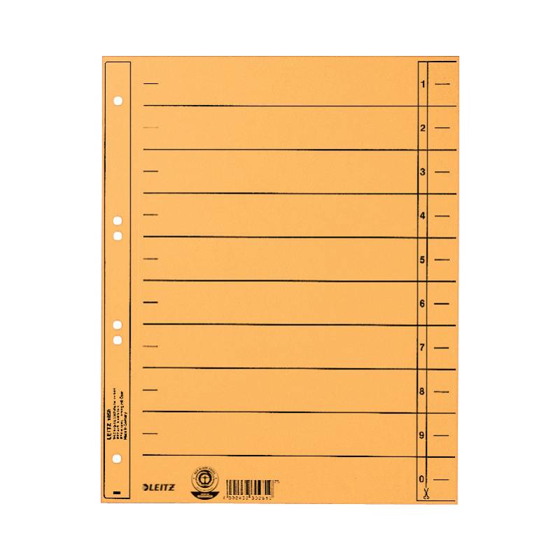 LEITZ Trennblätter, A4 Überbreite, Manilakarton 230g/qm,gelb