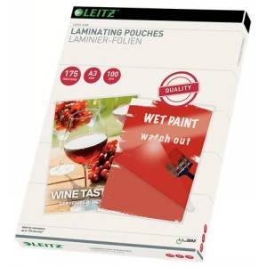 Leitz LEITZ iLAM Laminierfolie A3 175mic Folienstaerke 175, 100 Stueck, Tasche 16932