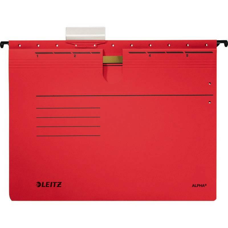 LEITZ Color-Hängehefter Alpha 1984, 1 Abheftvorrichtung, Rechtsheftung, Pack: 25, rot