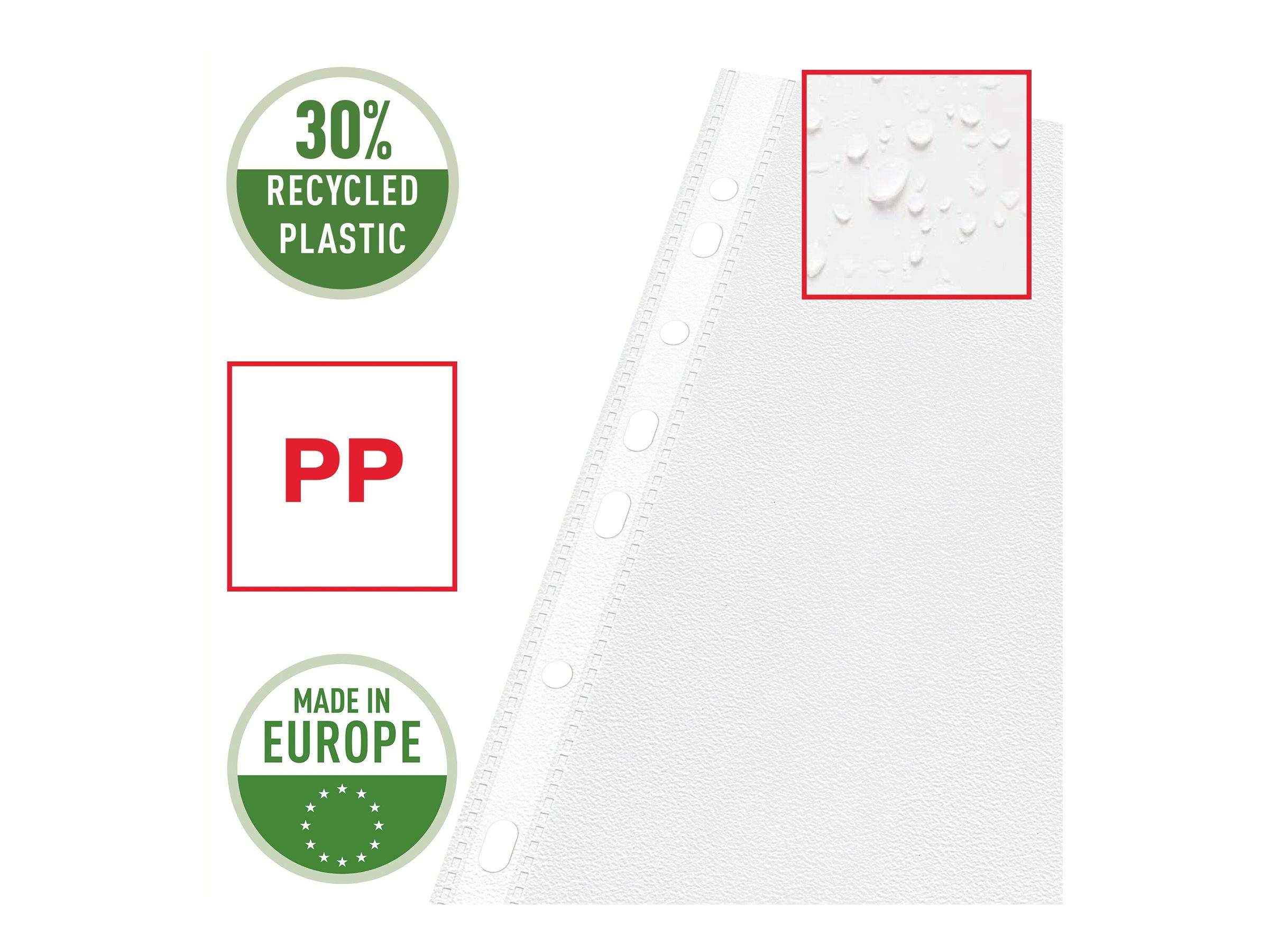 Esselte Leitz Schutzhülle - für A4 (210 x 297 mm) - Kapazität: 30 Blätter (Packung mit 100)