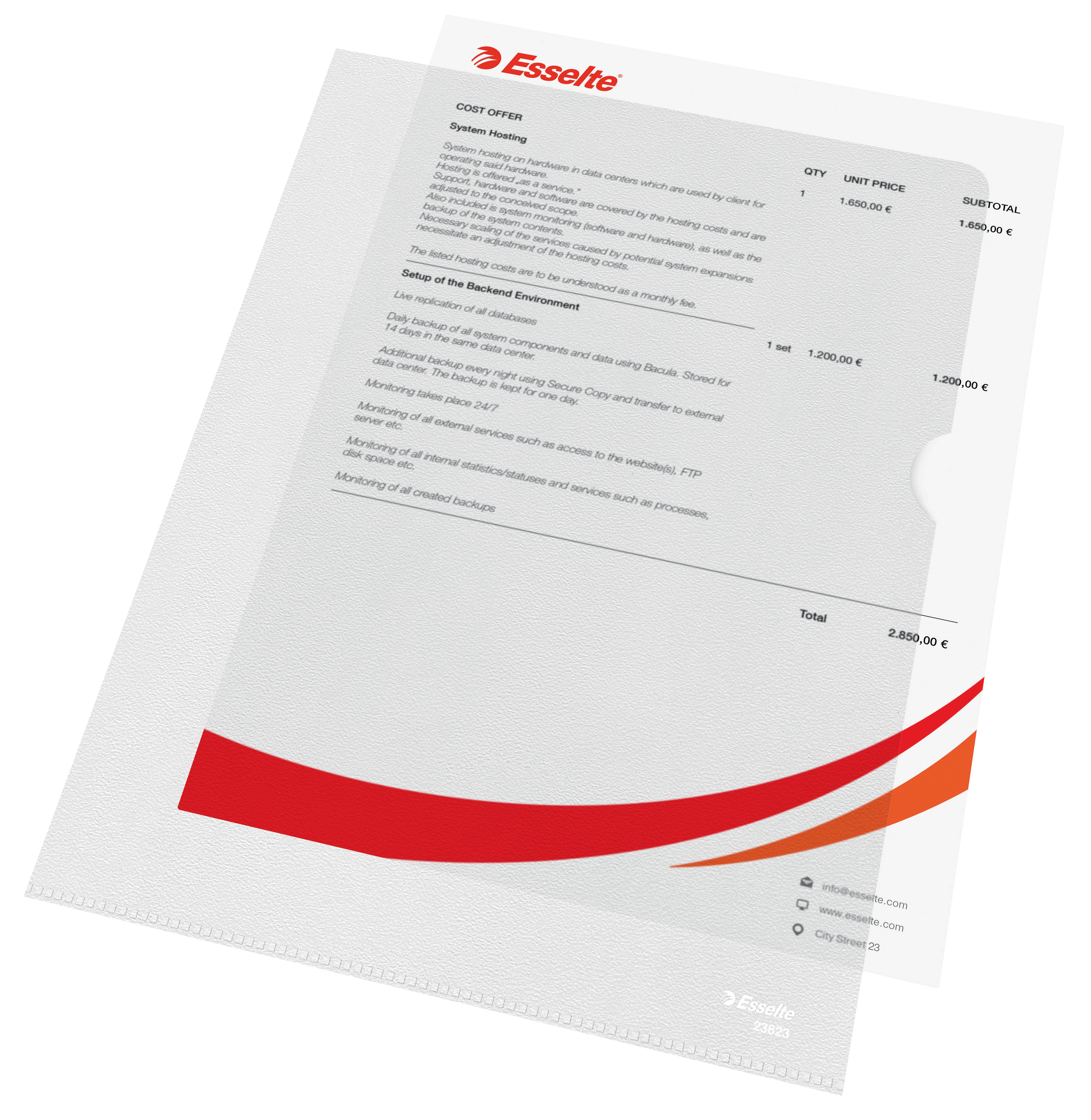 Esselte Leitz Standard Plus - L-förmiger Ordner - für A4 - durchsichtig (Packung mit 100)