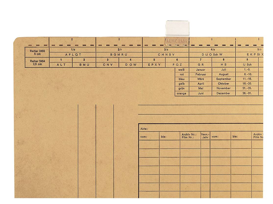 Vollsichtreiter für Einstellmappen
