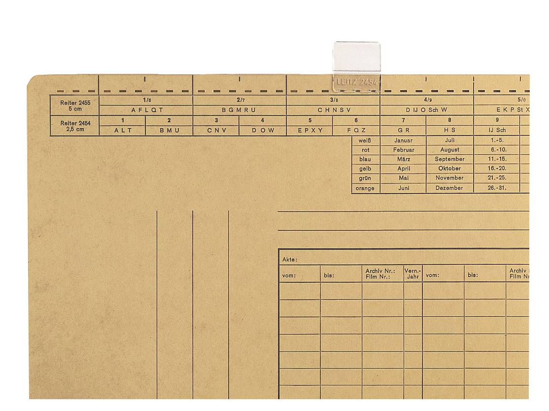 Vollsichtreiter für Einstellmappen
