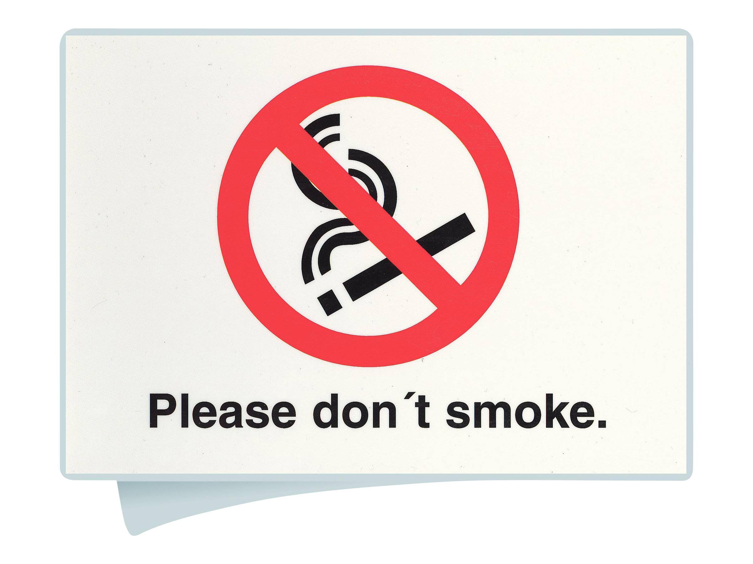Nichtraucher-Schild mit durchgestrichener Zigarettensymbol und dem Text „Bitte nicht rauchen.