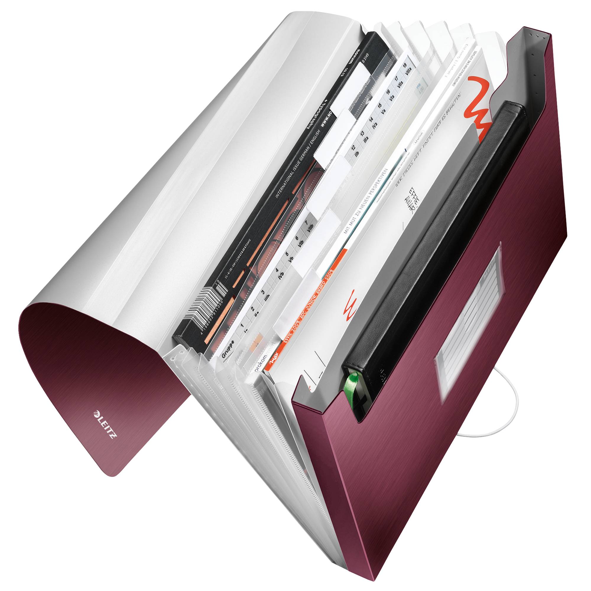 Leitz Fächermappe Style 39570028 DIN A4 6Fächer PP granat rot