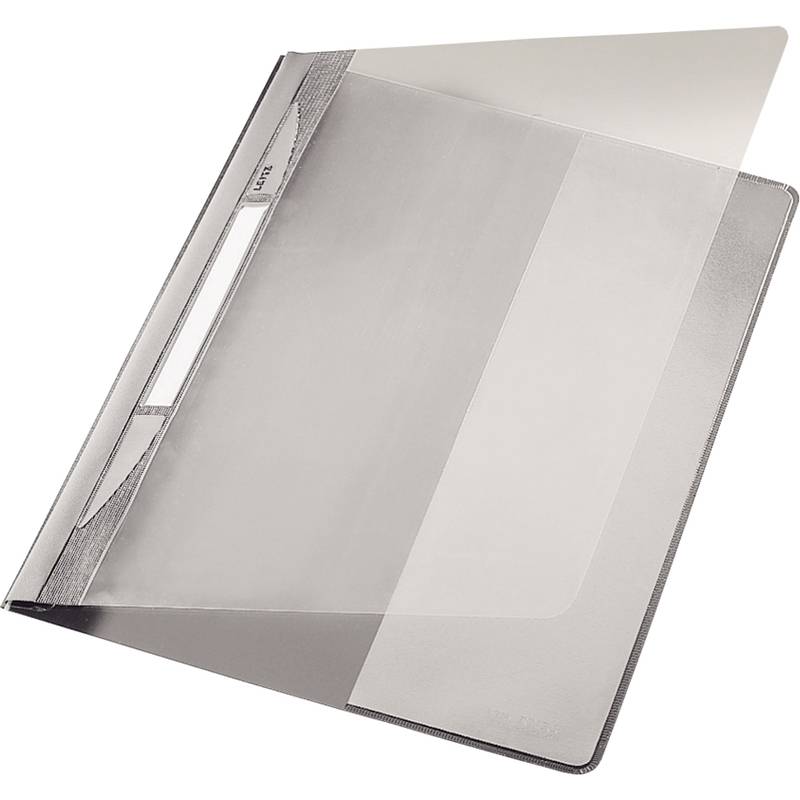 LEITZ Schnellhefter Exquisit, DIN A4 Überbreite, PVC, grau