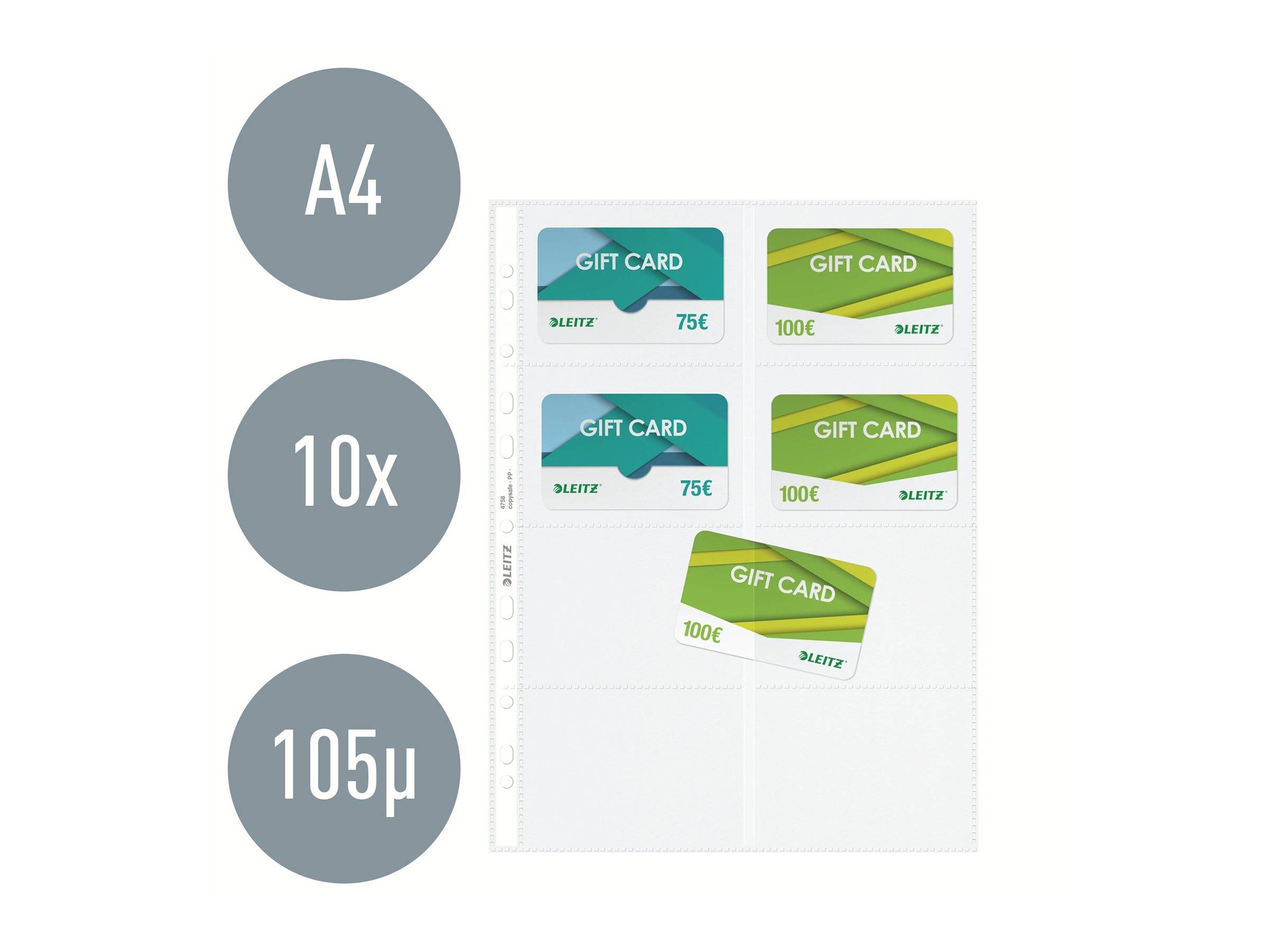 ESSELTE LEITZ - Leitz - Visitenkartenseite - 8 Fächer - Kapazität: 16 Karten - kristallklar (Packung mit 10)