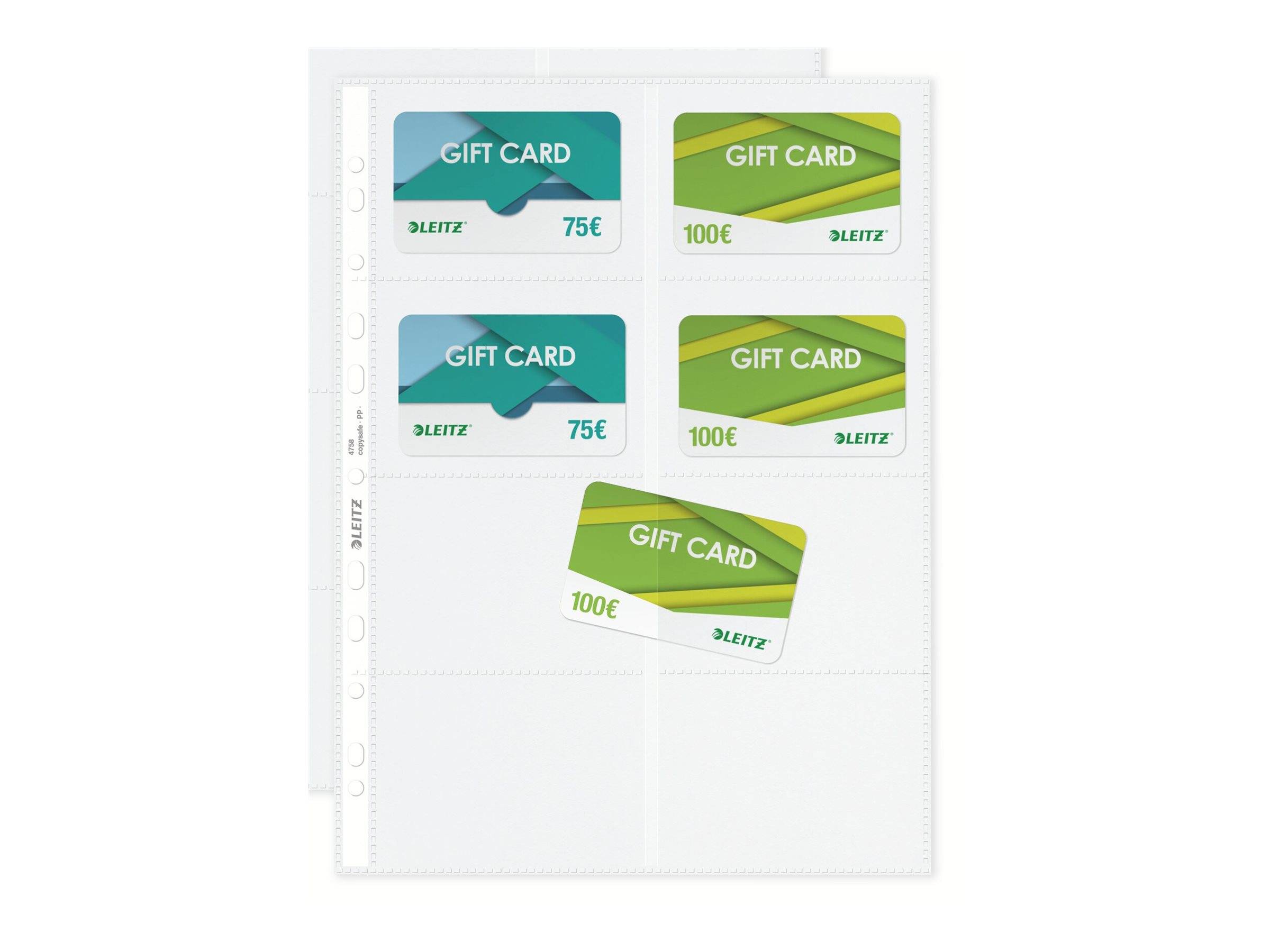 ESSELTE LEITZ - Leitz - Visitenkartenseite - 8 Fächer - Kapazität: 16 Karten - kristallklar (Packung mit 10)