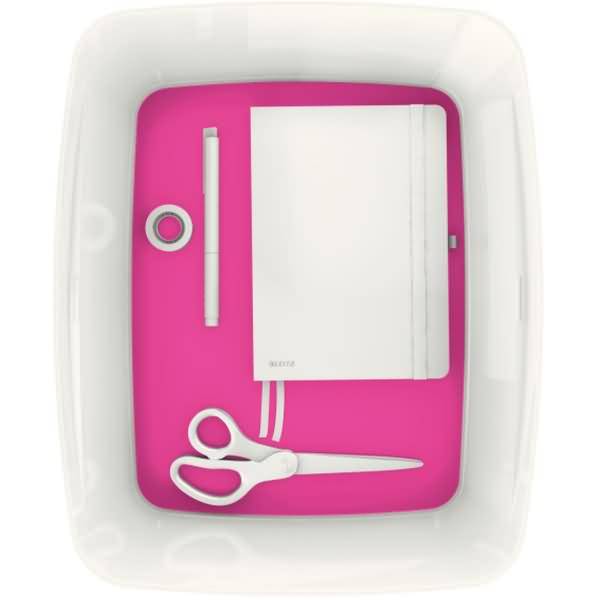 Aufbewahrungsbox MyBox Groß A4 mit Deckel ABS weiß/pink