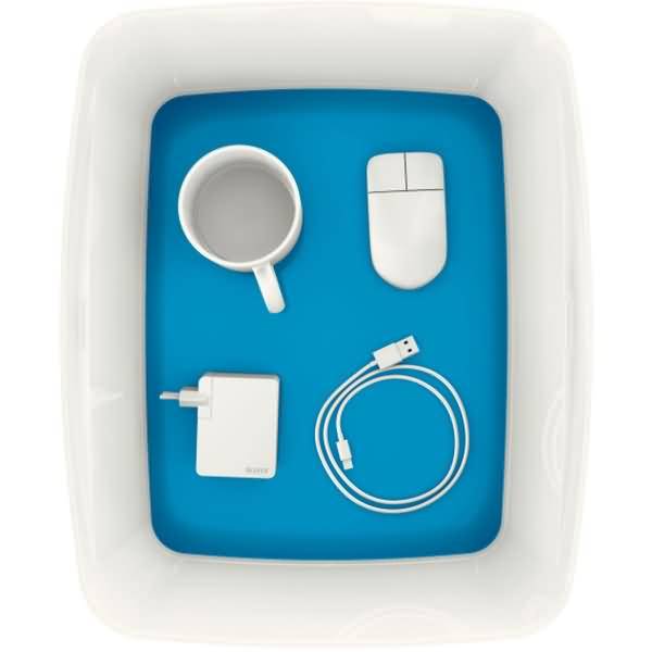 Aufbewahrungsbox MyBox Groß A4 mit Deckel ABS blau metalic