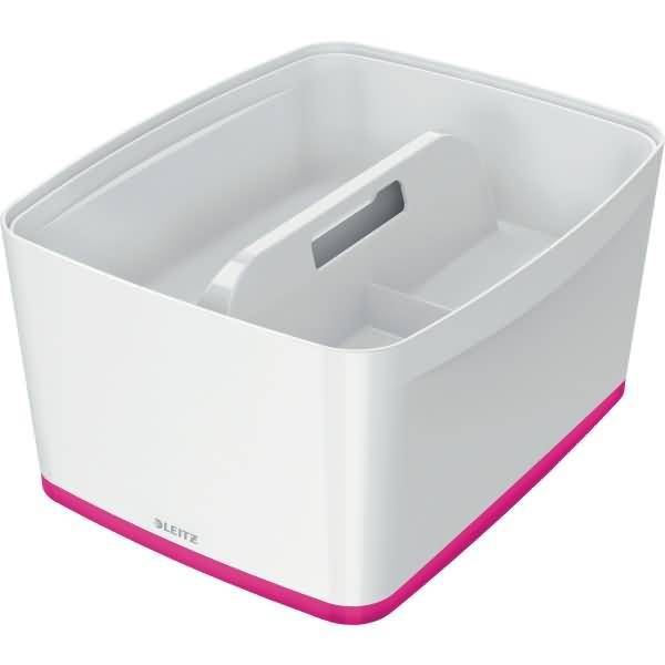 Aufbewahrungsbox myBox groß A4 mit Deckel weiß/pink