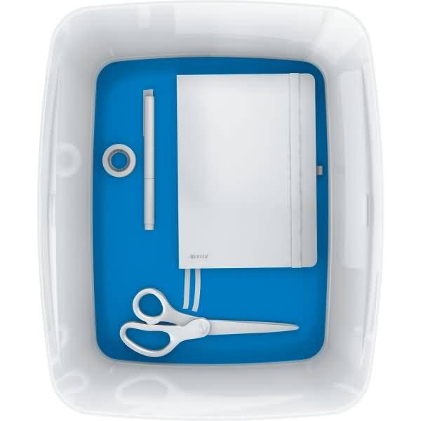 Aufbewahrungsbox myBox groß A4 mit Deckel weiß/blau