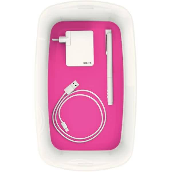 Aufbewahrungsbox MyBox Klein A5 mit Deckel ABS weiß/pink