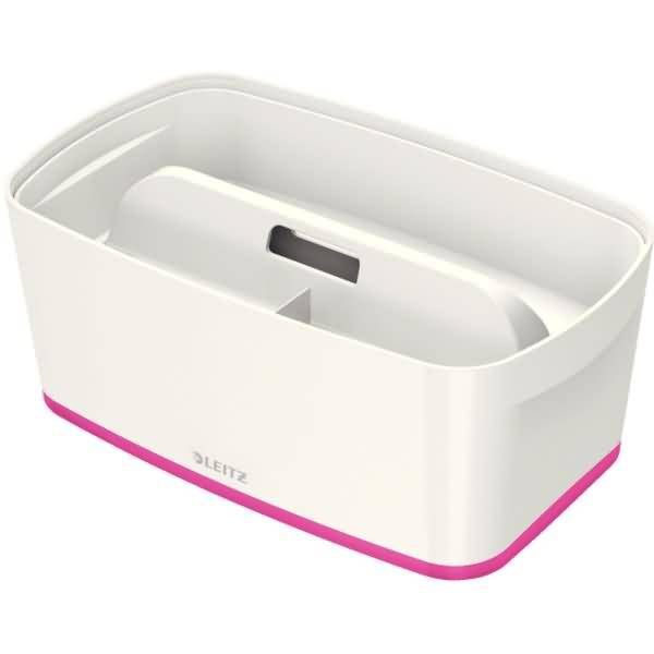 Aufbewahrungsbox MyBox Klein A5 mit Deckel ABS weiß/pink