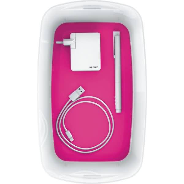 Aufbewahrungsbox myBox klein A5 mit Deckel weiß/pink