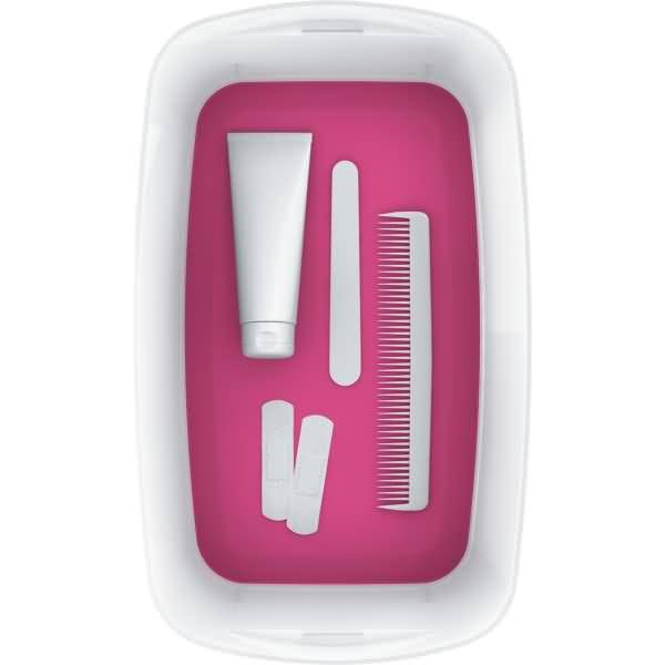 Aufbewahrungsbox myBox klein A5 mit Deckel weiß/pink