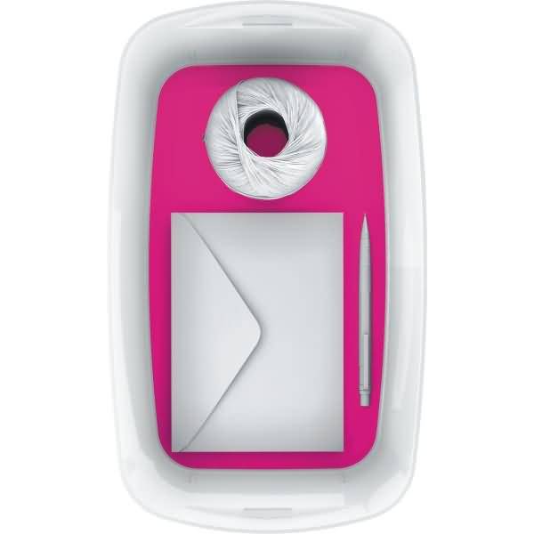 Aufbewahrungsbox myBox klein A5 mit Deckel weiß/pink