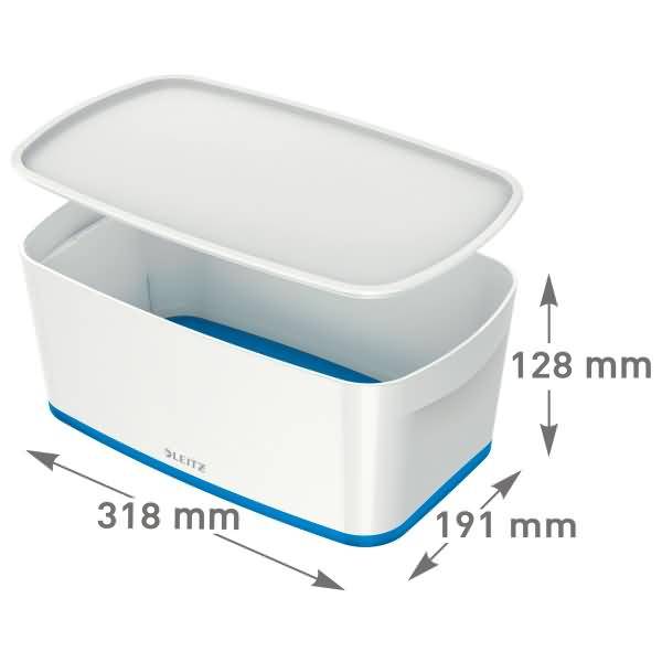 Aufbewahrungsbox myBox klein A5 mit Deckel weiß/blau