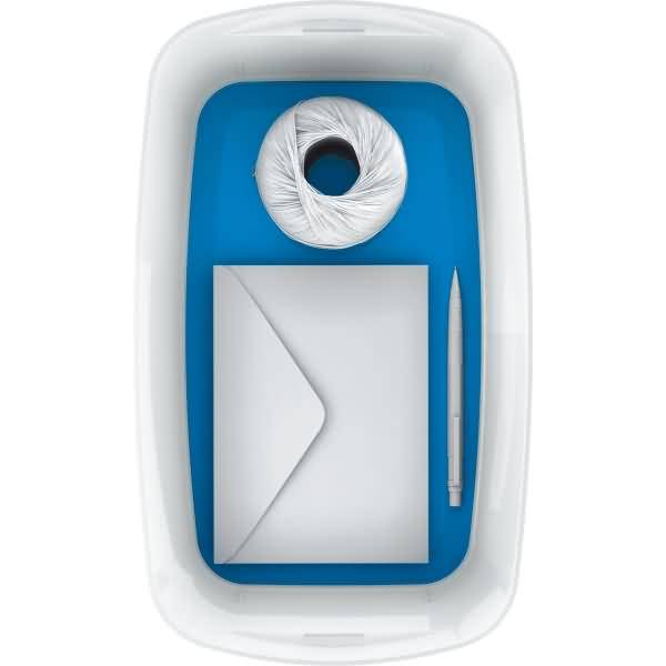 Aufbewahrungsbox myBox klein A5 mit Deckel weiß/blau