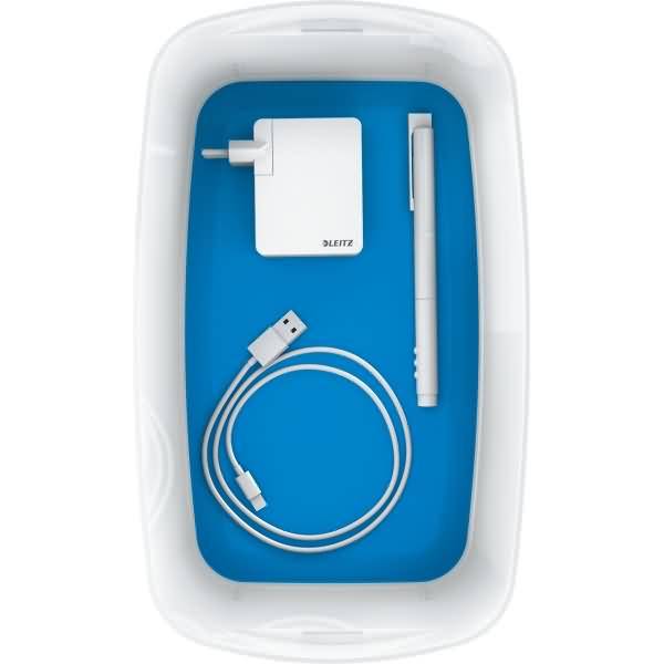 Aufbewahrungsbox myBox klein A5 mit Deckel weiß/blau