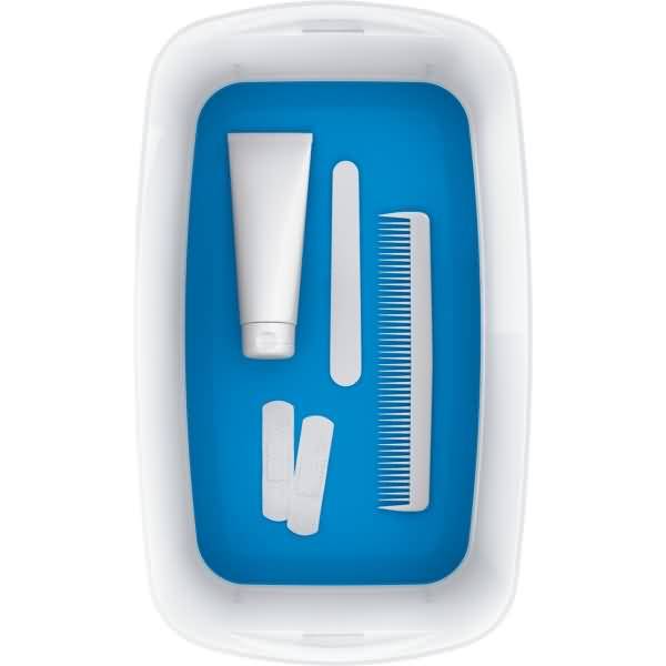 Aufbewahrungsbox myBox klein A5 mit Deckel weiß/blau