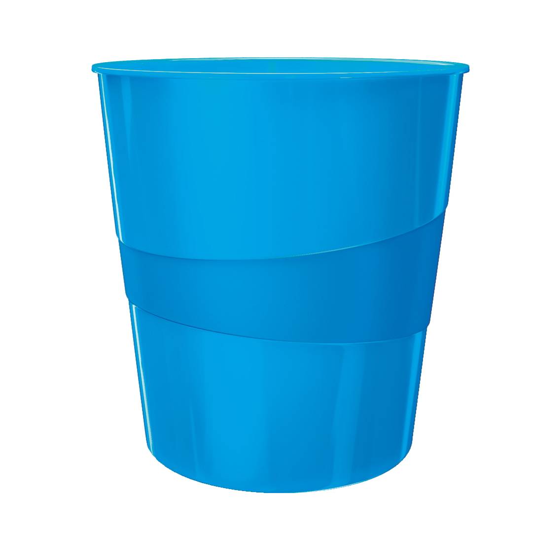 Blauer Kunststoff-Trinkbecher mit einer glatten, sich verjüngenden Form auf weißem Hintergrund.