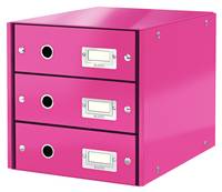 ESSELTE LEITZ - Leitz Click & Store Schubladenset, Hartplatte, Pink, 3 Schublade(n), Briefumschlag, Flache Datei, Mappe,
