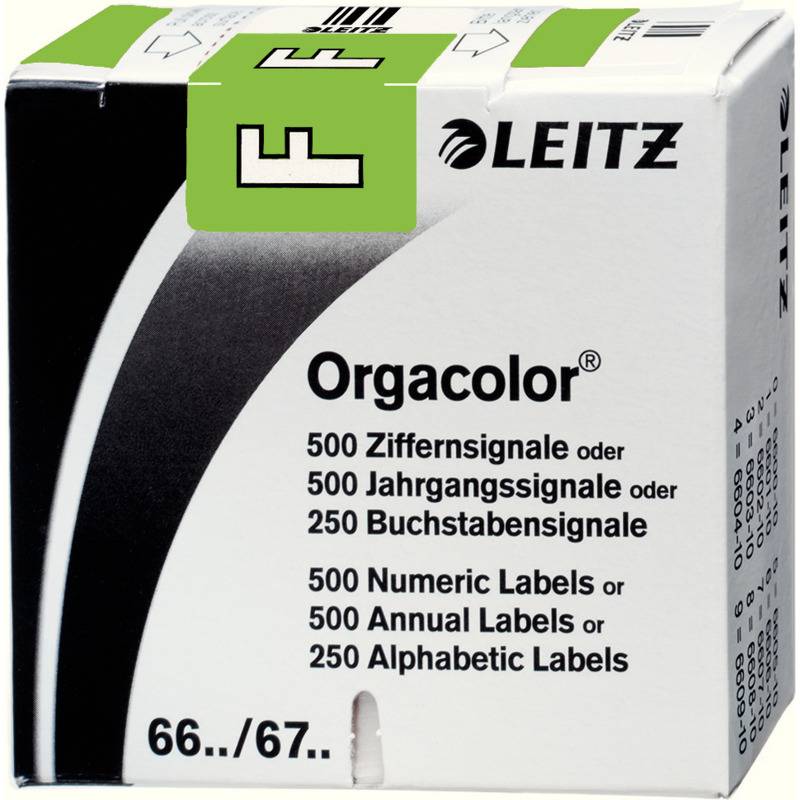LEITZ Buchstabensignal Orgacolor "F", auf Rolle, grün
