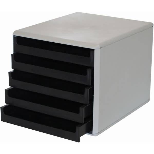 Schubladenbox La Prima 5 Schübe RC-Kunststoff grau/schwarz