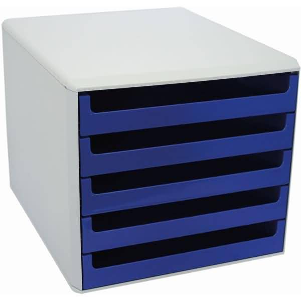 Schubladenbox 5 Schübe offen hellgrau