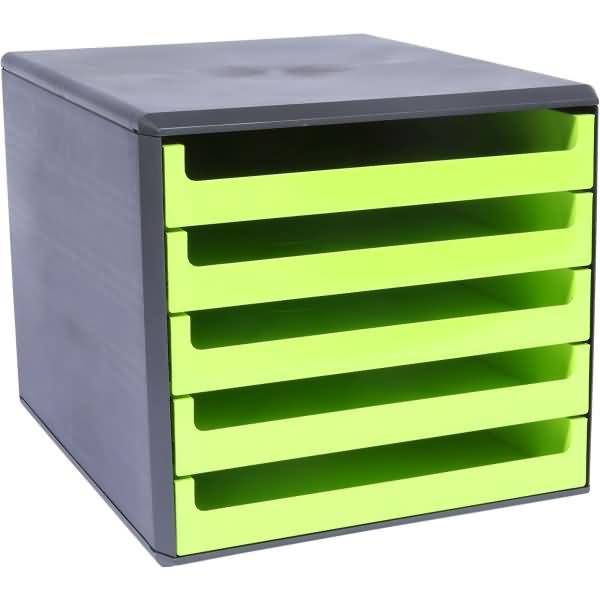 Schubladenbox 5 Schübe anthrazit/lime-green