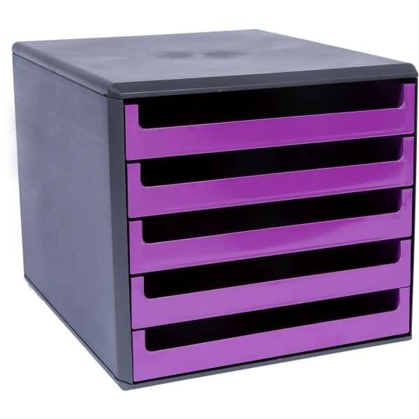 Schubladenbox 5 Schübe anthrazit/berry-violett