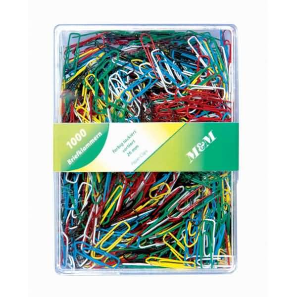 Briefklammern lackiert 26 mm VE=1000 Stück farbig sortiert